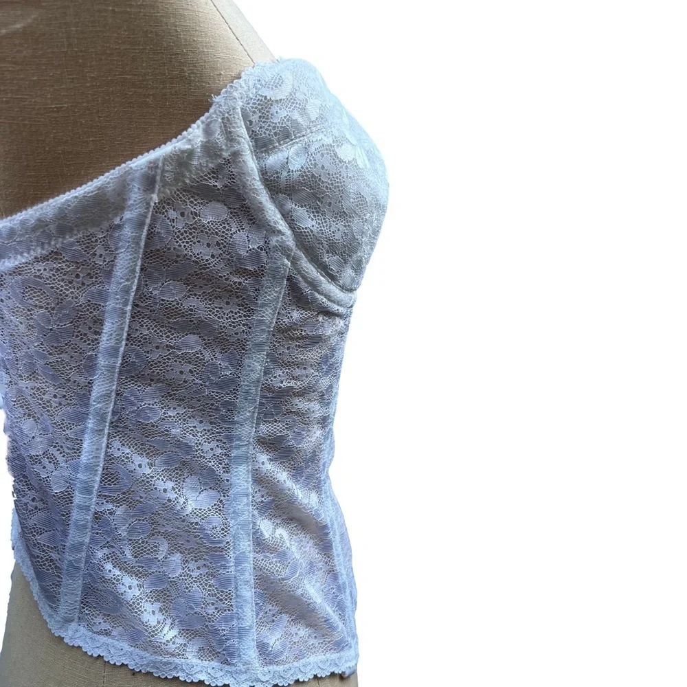 Vintage Low Back White Lace Bustier